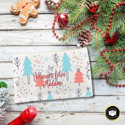 Trousse de Noël – Cadeau pour enseignant(e) Trousse sapin de noël pour enseignant