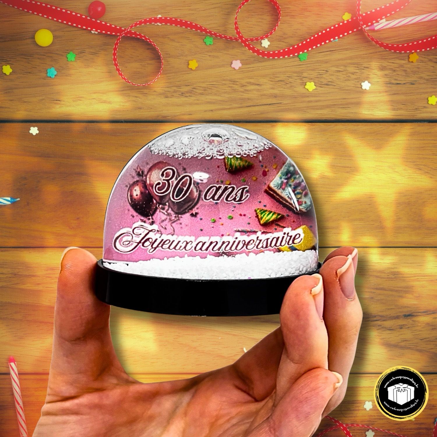 Boule à neige pour anniversaire aimantée