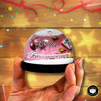 Boule à neige anniversaire rose 