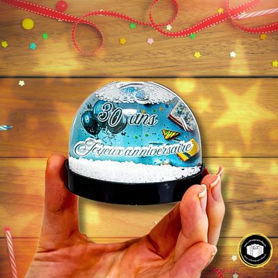 Boule à neige anniversaire bleu 