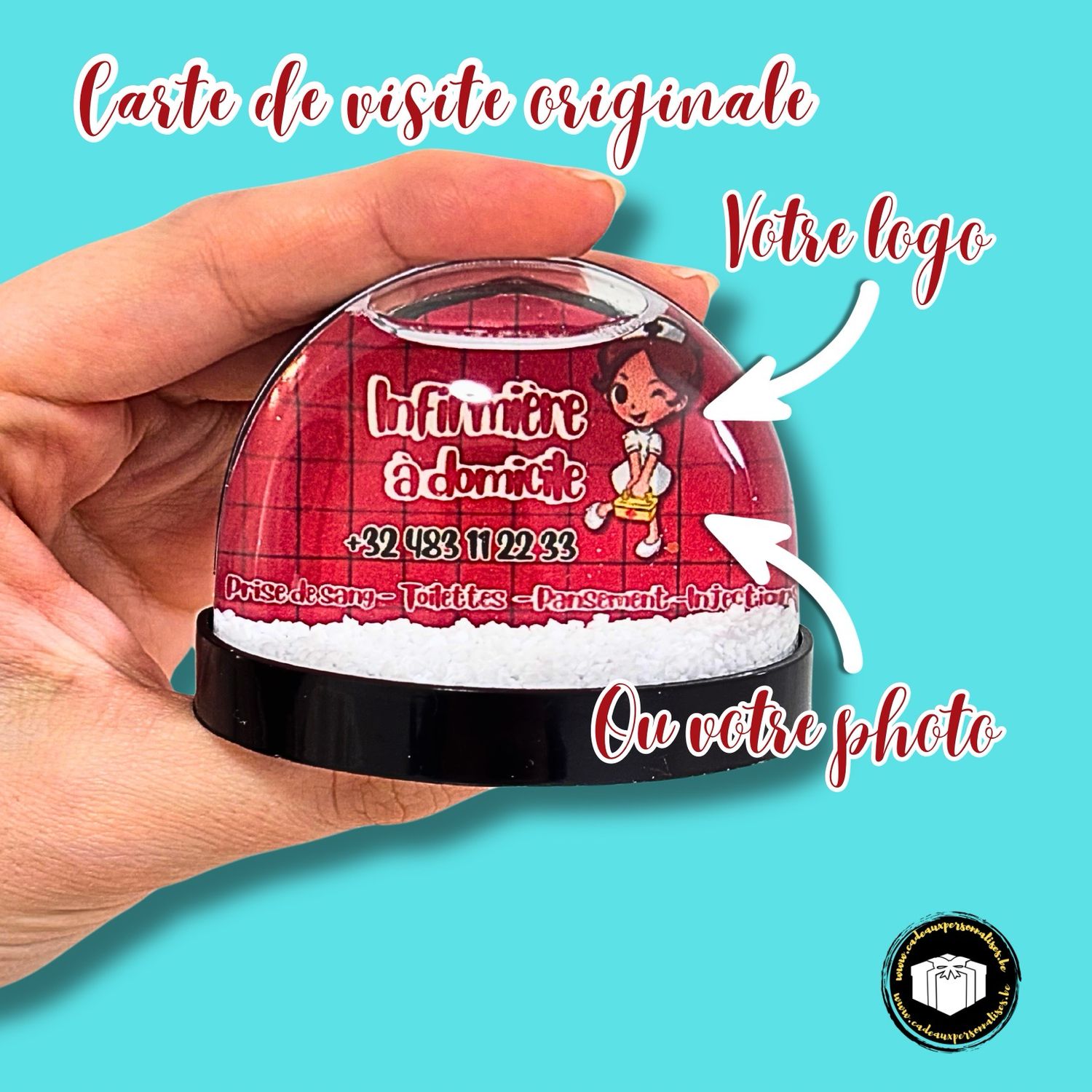 La carte de visite réinventée en boule à neige