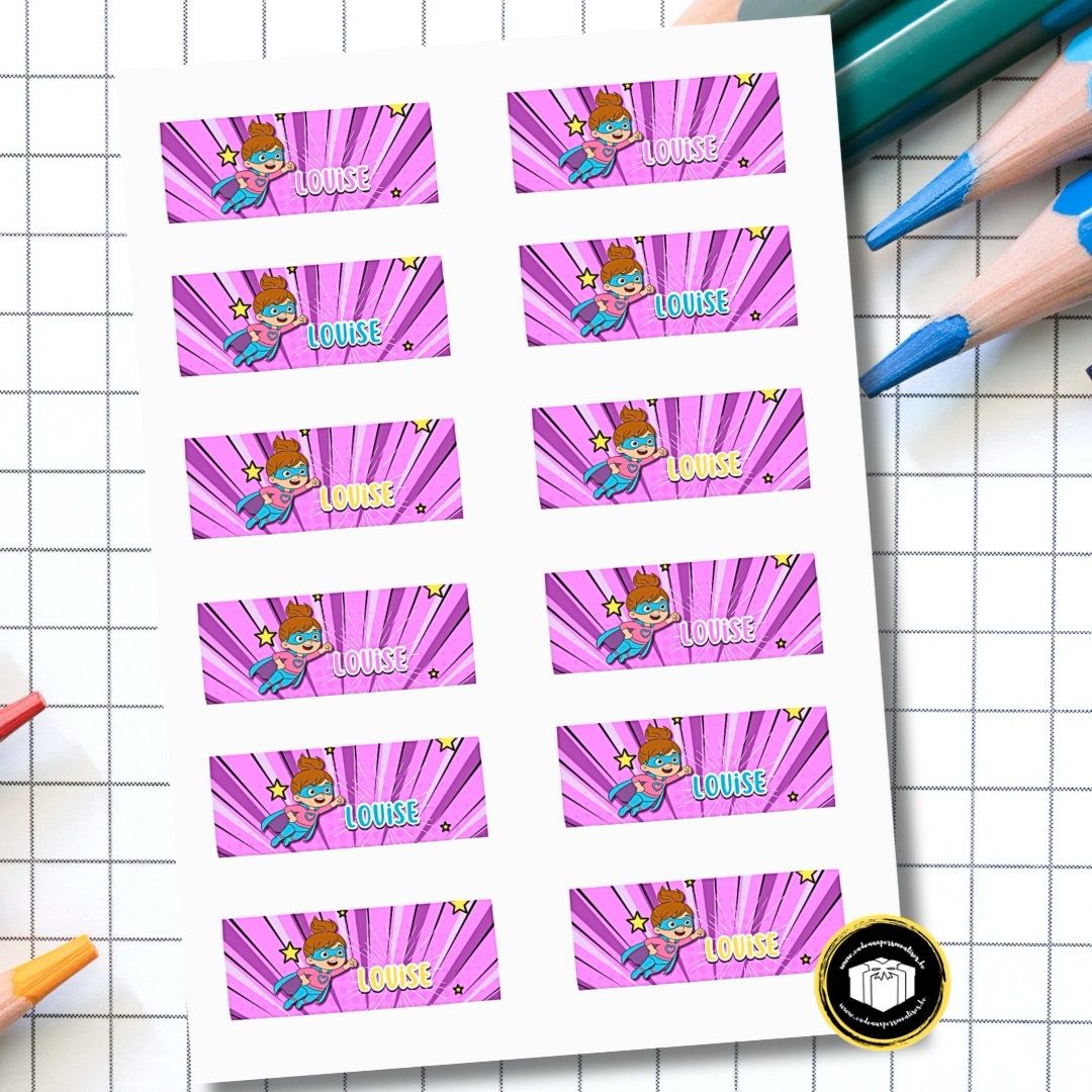 Etiquette super héros fille