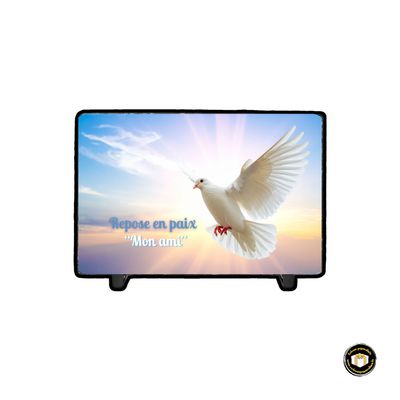 Plaque pour décès repose en paix avec colombe