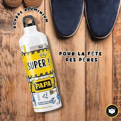 Gourde en aluminium de 600 ml pour les papas actifs personnalisable avec votre texte
