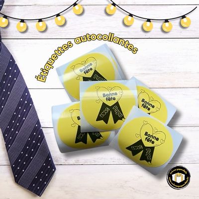 Lot de 5 étiquettes bonne fête papa à personnaliser avec votre message.