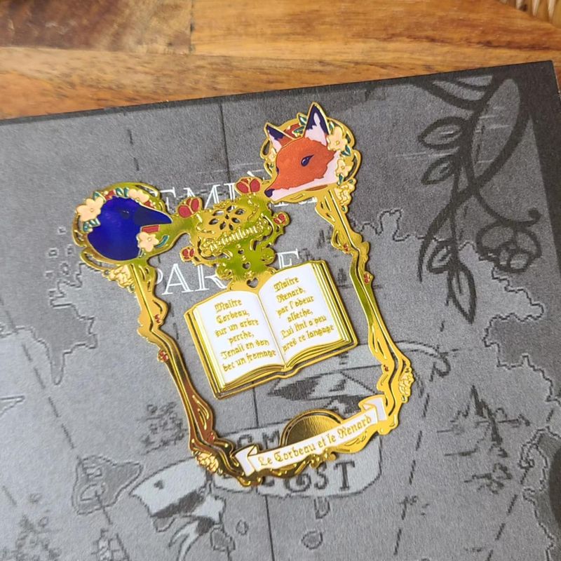 Marque-page &quot;bijou de livre&quot; Corbeau&amp;Renard