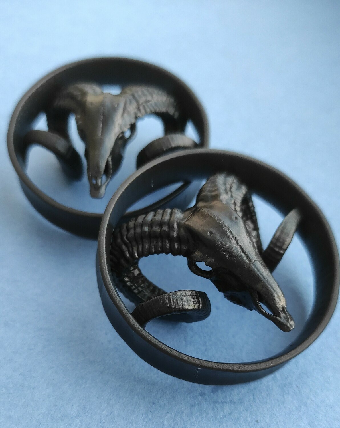 Ram Skull Double Flared Ear Plugs