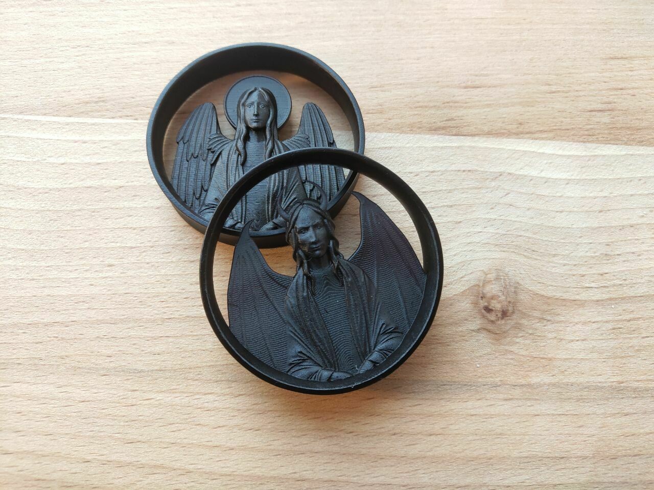 Angel and Demon - Double Flared Ear Tunnels