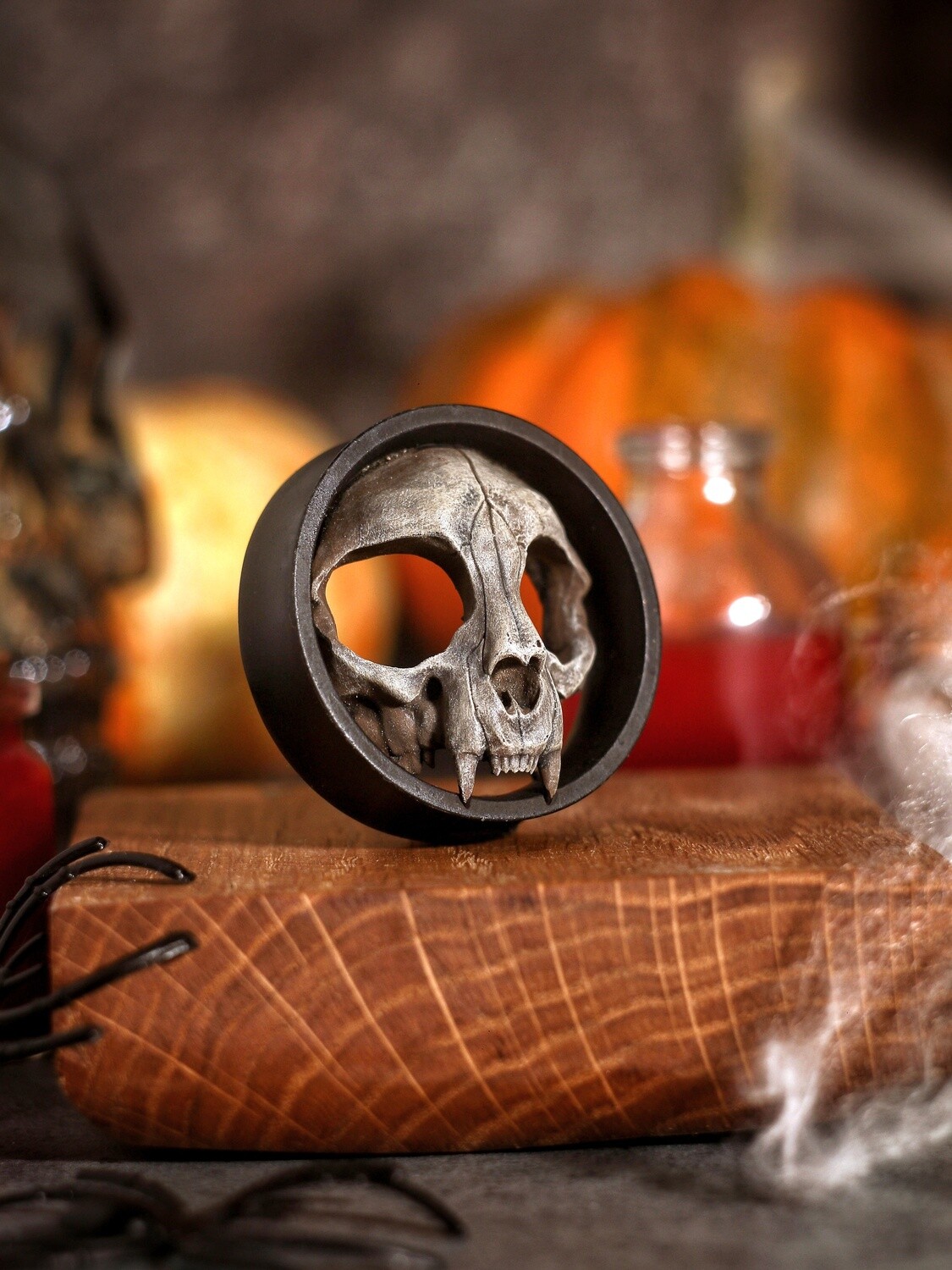 Cat Skull - Double Flared Ear Plugs Cat Skull - Double Flared Ear Plugs