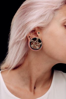 Bone Pentagram - Double Flared Ear Tunnels
