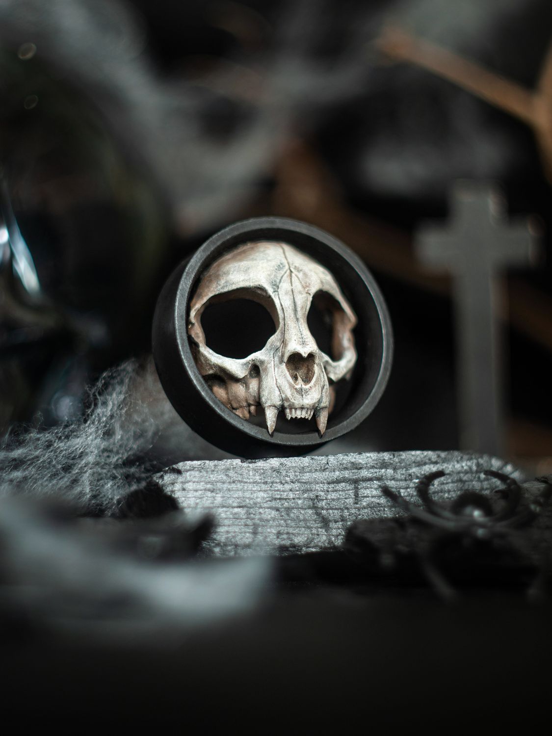 Cat Skull - Double Flared Ear Plugs Cat Skull - Double Flared Ear Plugs