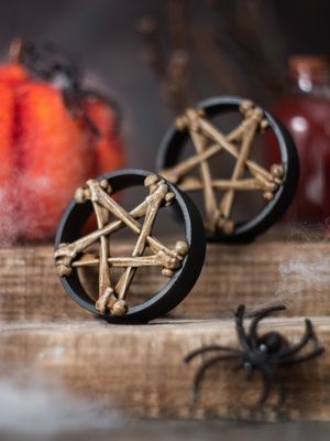 Bone Pentagram - Double Flared Ear Tunnels