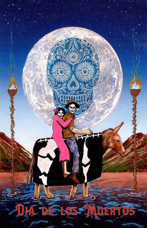 Dia De Los Muertos/ Halloween  Print  11 x 17