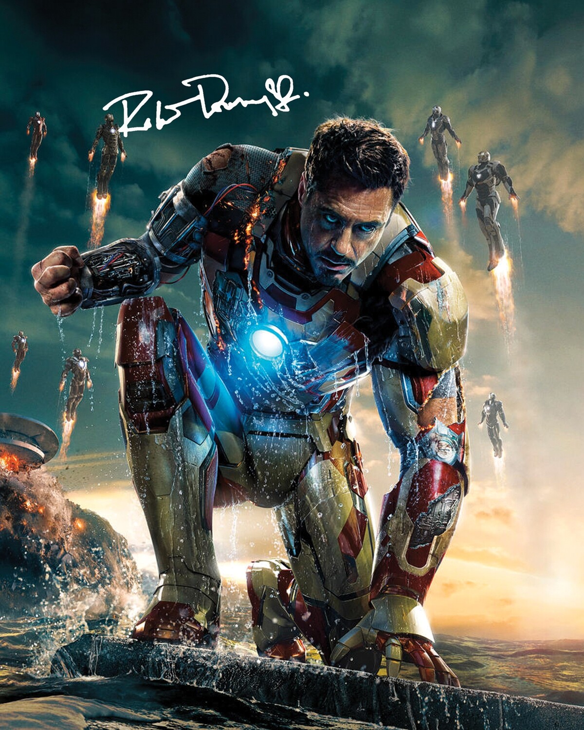 Iron Man 8x10 Photo w/ Robert Downey, Jr Facsimile Autograph