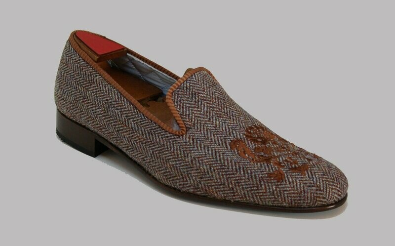 Slipper Chevron Ciel/Marron
