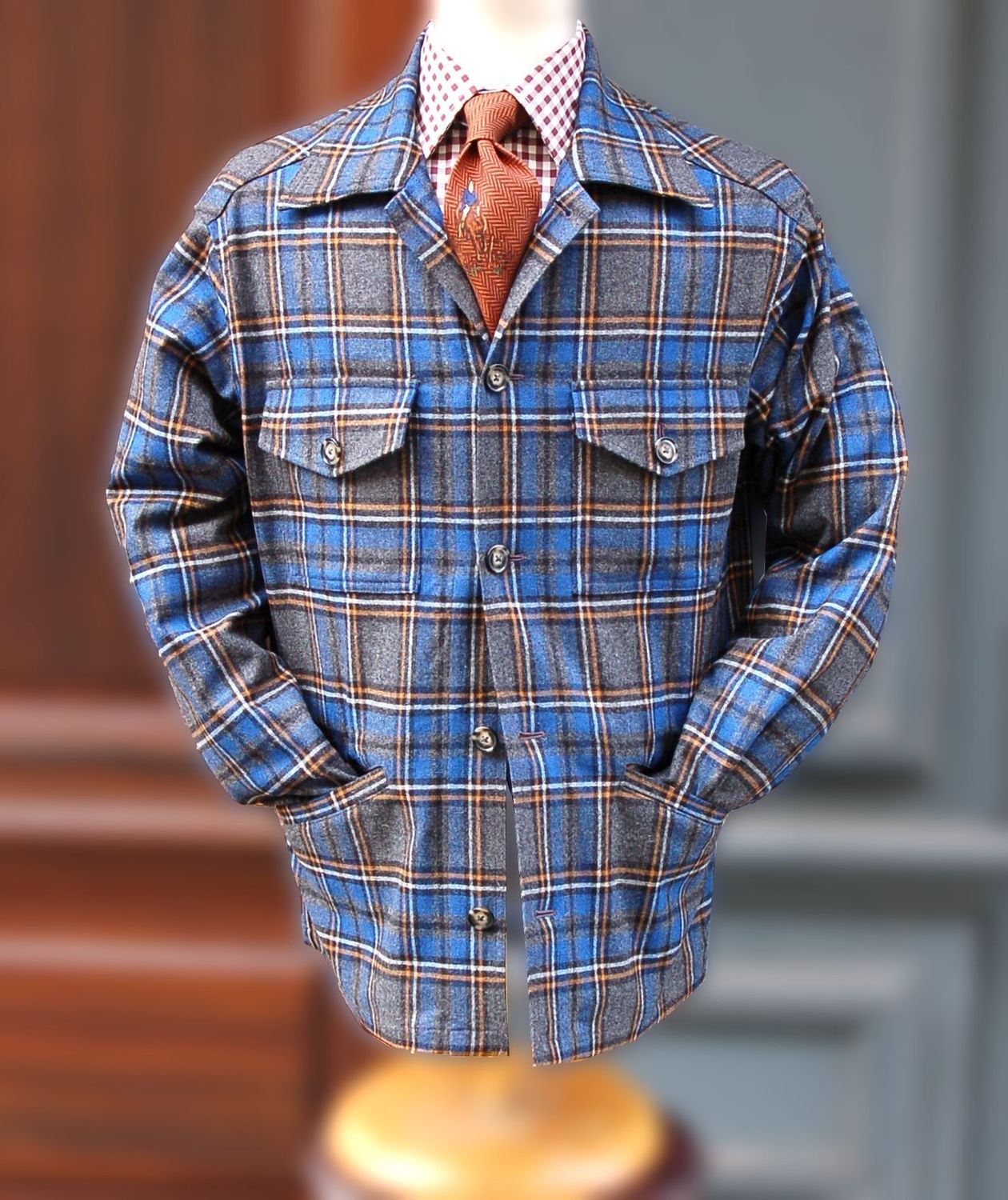 Surchemise Tartan Bleu Gris Marron