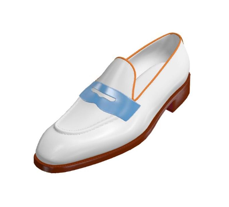 Penny Loafer blanc / celeste / jaune