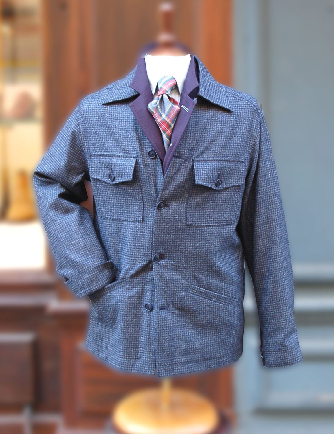 Surchemise Pied de Poule Bleu Gris