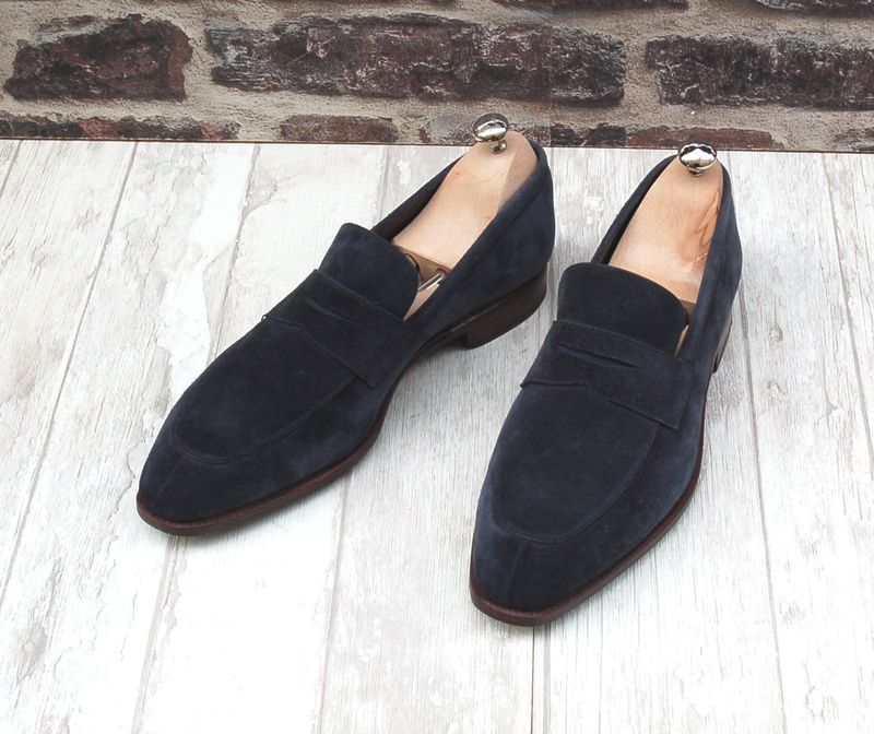 Penny Loafer "Carmina" Veau-Velours Bleu