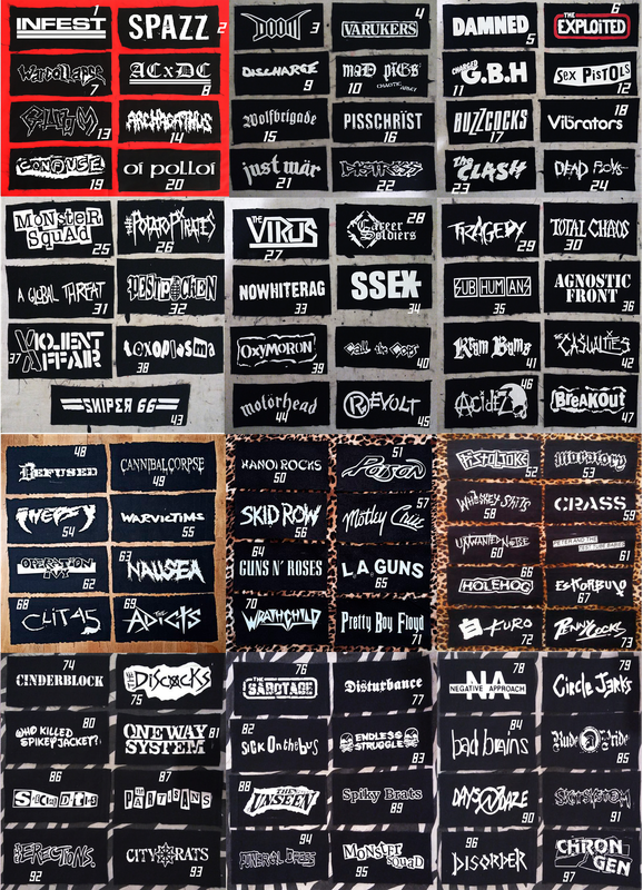Patches And Backpatches #1 The Casualties The Exploited Who Killed Spikey Jacket GBH Varukers X Rey Spex Discharge Cock Sparrer Evil Conduct Anti Nowhere League Toy Dolls The Virus Acidez Cheap Sex