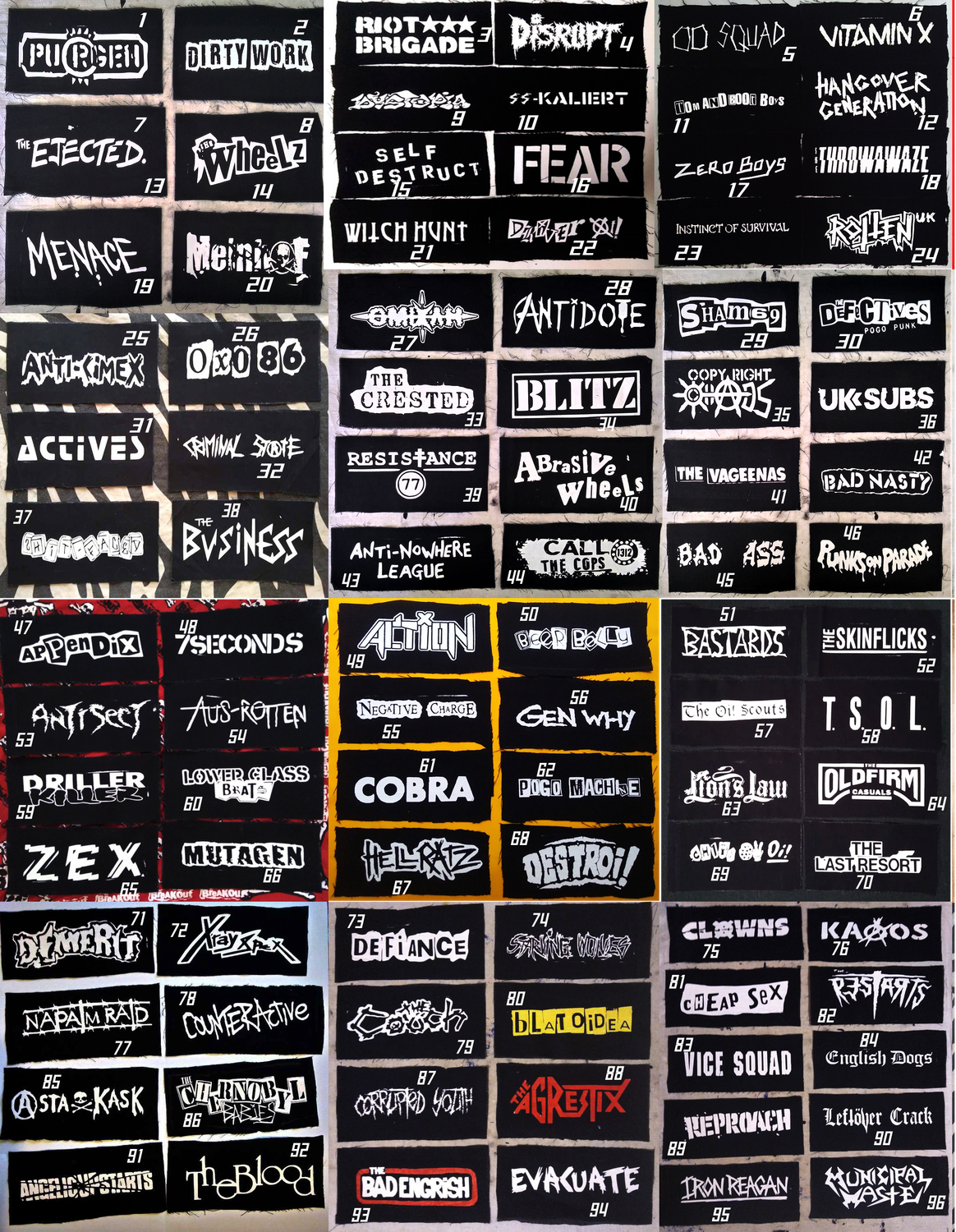 Patches And Backpatches #2 Career Soldier Aus Rotten Total Chaos Conflict Blood For Blood Madball Minor Threat A Global Threat Black Flag Agnostic Front Booze And Glory The Adicts Krum Bums Oxymoron