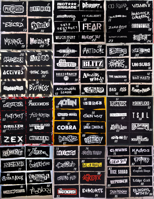 Patches And Backpatches #2 Career Soldier Aus Rotten Total Chaos Conflict Blood For Blood Madball Minor Threat A Global Threat Black Flag Agnostic Front Booze And Glory The Adicts Krum Bums Oxymoron