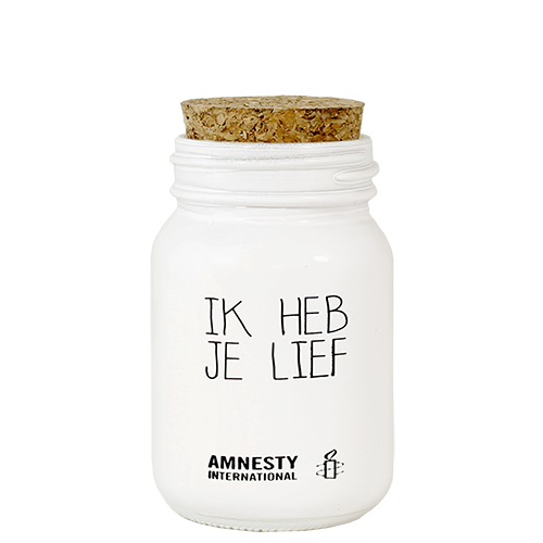 Kaars met tekst 'IK HEB JE LIEF'