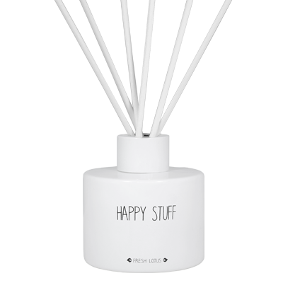 Geurstokjes medium met tekst 'HAPPY STUFF' Geurstokjes medium met tekst 'HAPPY STUFF'