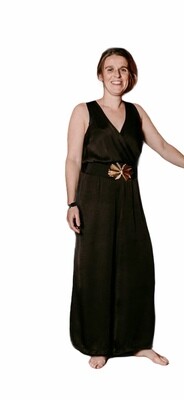 Jumpsuit midi - SARA - zwart satijnlook Jumpsuit midi - SARA - zwart satijnlook