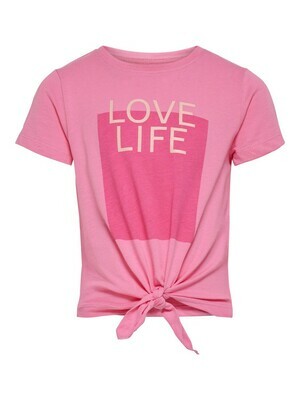 KIDS T-shirt - SILLY - felroze - opschrift  LOVE LIFE