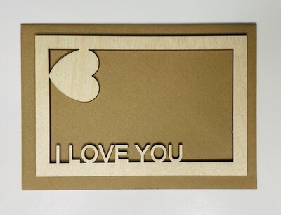 Houten wenskaart - I LOVE YOU