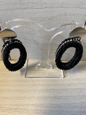Oorbellen stekers - CINDY - zilver/zwart velours