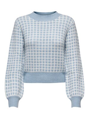 Trui knitwear - MOSS - geruit blauw/wit