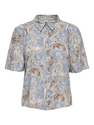 Top met knopenrij - GAYA - lichtblauw/paisleyprint Top met knopenrij - GAYA - lichtblauw/paisleyprint