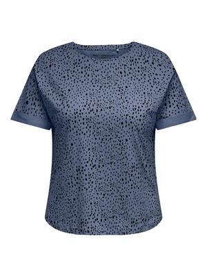 + shirt - KAYLEE - blauw/zwarte stippenprint