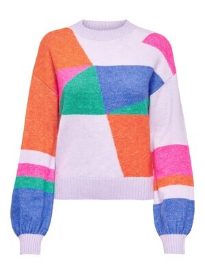 Trui knitwear - VICKY - color block lila/oranje/groen