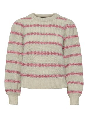Trui knitwear - NADINE - gestreept wit/roze