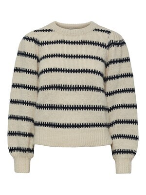 Trui knitwear - NADINE - gestreept wit/blauw