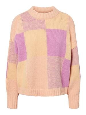 Trui knitwear - MEYSA - geruit desert mist/flax violet