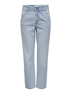 Jeans paperwaist mom fit - SISSE - light blue denim