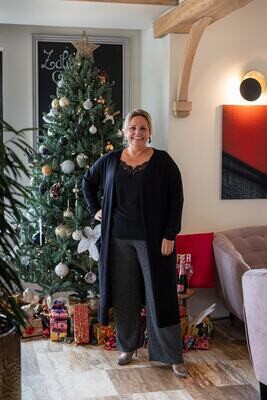 + Wijde glitterbroek - CAROL - black/harlekin silver