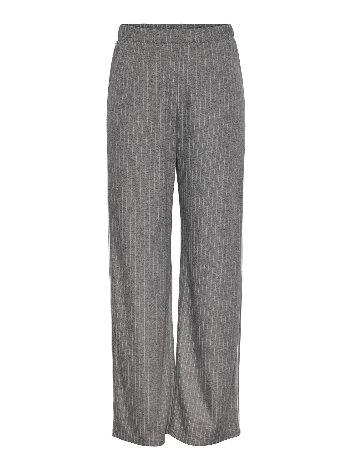 Wijde lange broek - MYLA - grijs met een krijtstreepje