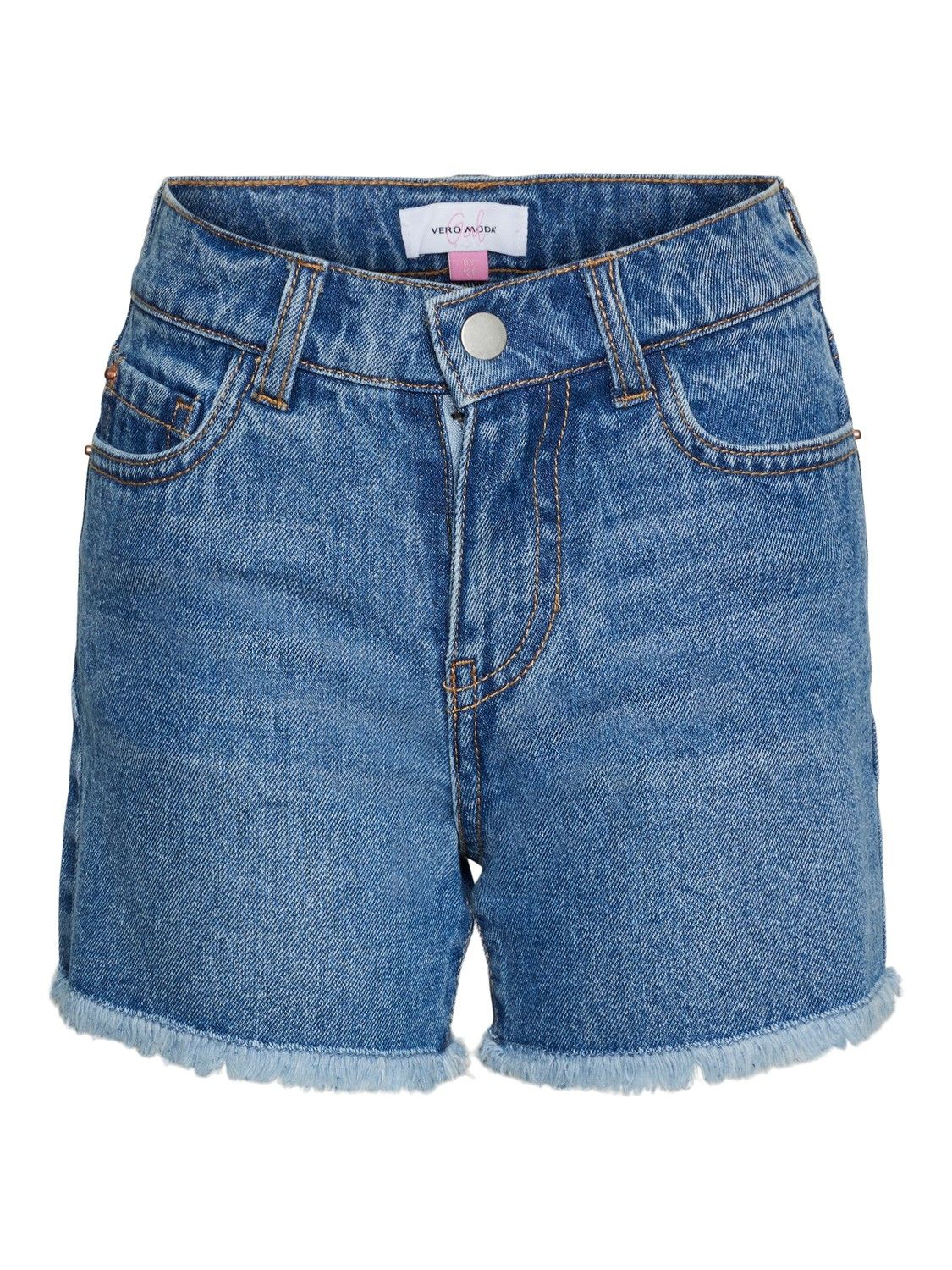 KIDS jeansshort met ruffeltjes - BELLA - light blue denim