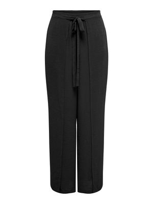 Wijde lange split broek - DIVYA - zwart