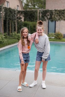 KIDS jeansshort met ruffeltjes - BELLA - light blue denim