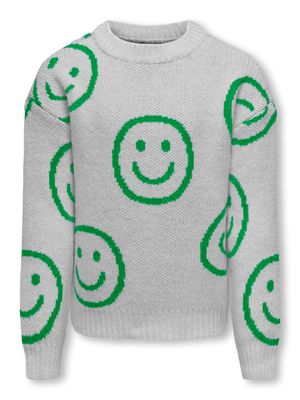 KIDS trui - HAPPY - light grey melange KIDS trui - HAPPY - light grey melange