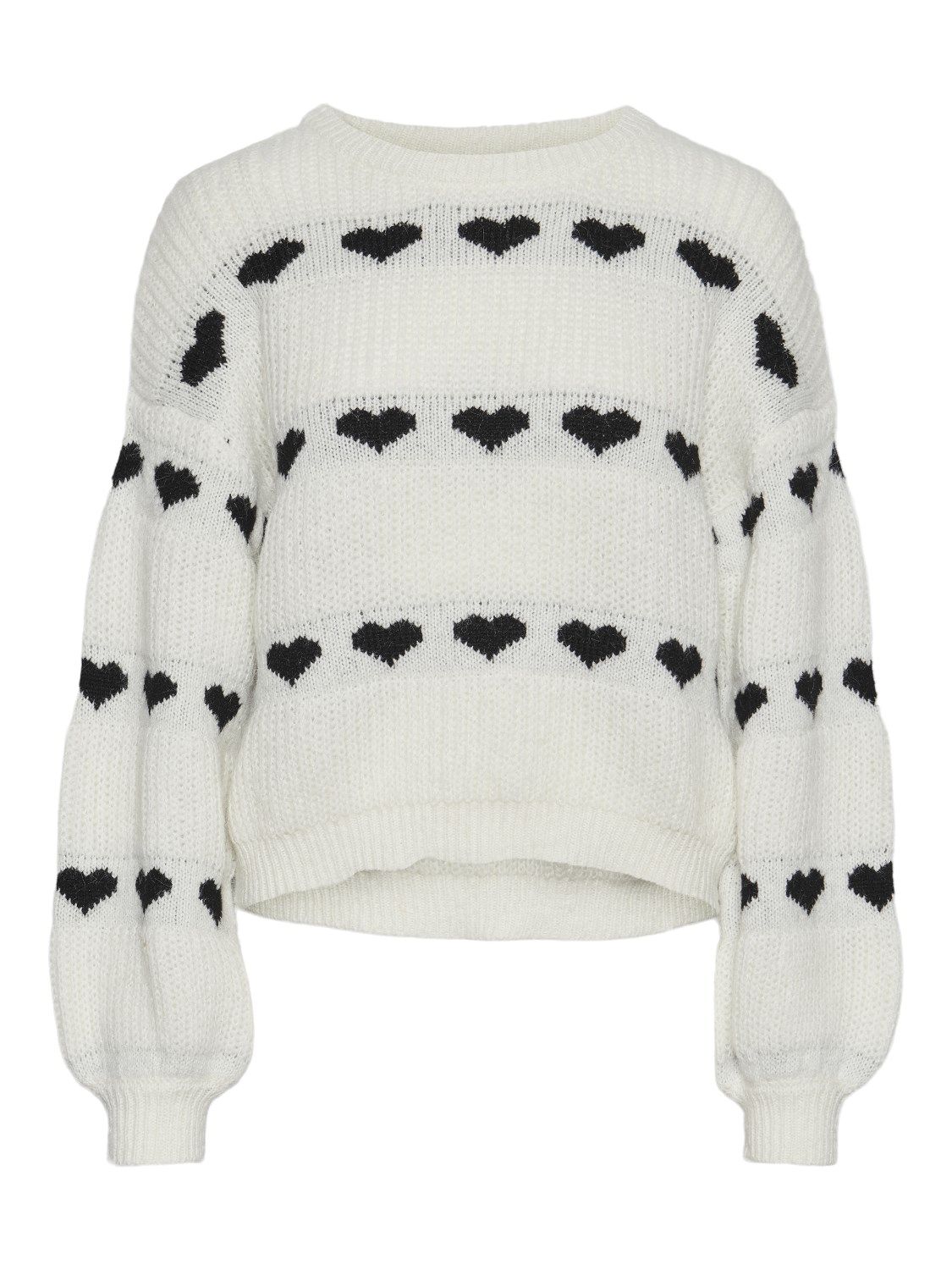 Trui - NOVE - cloud dancer black heart