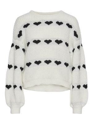 Trui - NOVE - cloud dancer black heart