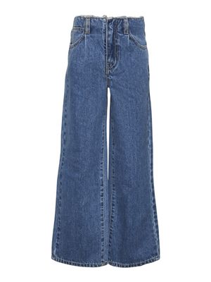 KIDS Wijde jeans - DAISY met ruffeltjes - medium blue denim