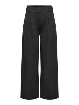 Wijde lange broek met glitter - MARY - black/silver pinstripe
